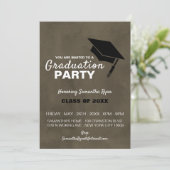 Zwart Afstudeerder Pet, Graduation Party Invitatio Aankondiging (Staand voorkant)