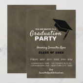 Zwart Afstudeerder Pet, Graduation Party Invitatio Aankondiging (Voorkant / Achterkant)