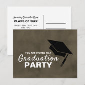 Zwart Afstudeerder Pet, Graduation Party Invitatio Uitnodiging Briefkaart (Voorkant / Achterkant)