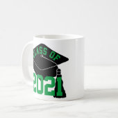 Zwart Afstudeerder Pet Groene Klasse van 2024 Mok (Voorkant links)