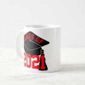 Zwart Afstudeerder Pet Rode Klasse van 2024 Koffiemok (Voorkant links)