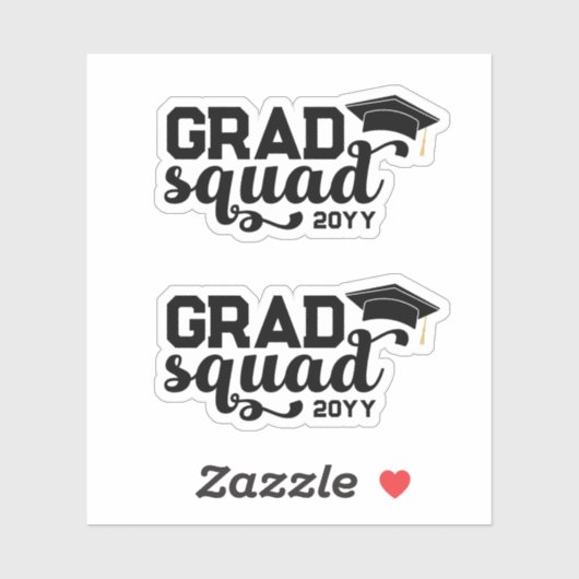 Zwart Afstudeerder Squad add Year Sticker (Vel)