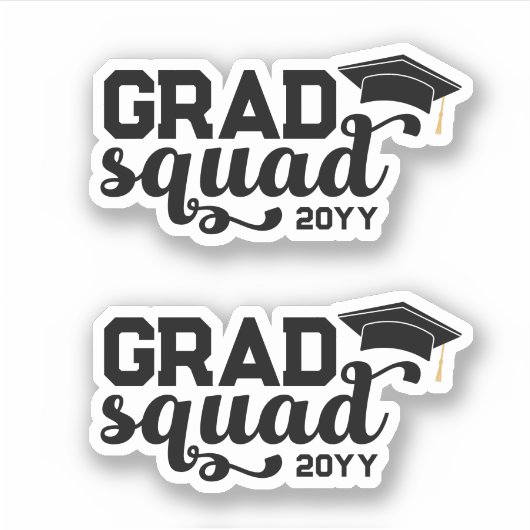 Zwart Afstudeerder Squad add Year Sticker (Voorkant)