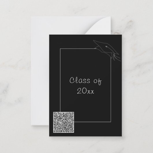 Zwart afstudeeruitnodiging sjabloon met QR-code (Achterkant)
