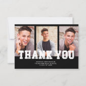 Zwart Afstuderen 3 foto Dank u Bedankkaart (Voorkant)