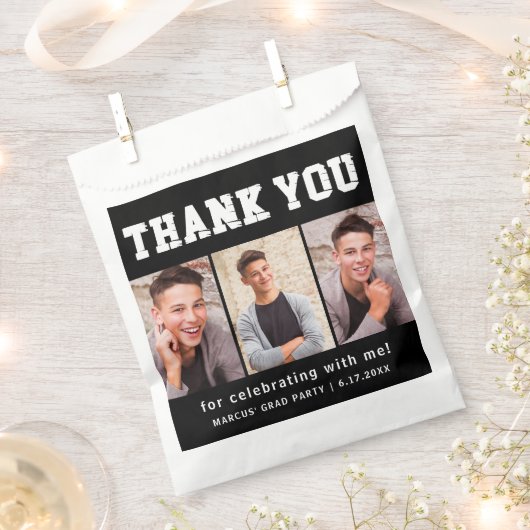 Zwart Afstuderen 3 foto Dank u Bedankzakje (Geknipt)