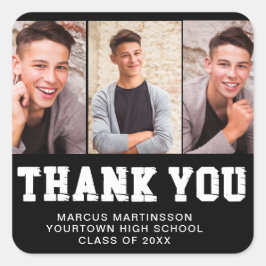 Zwart Afstuderen 3 foto Dank u Vierkante Sticker