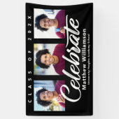 Zwart Afstuderen 3 Foto vet Wit Script Minimaal Spandoek (Verticaal)