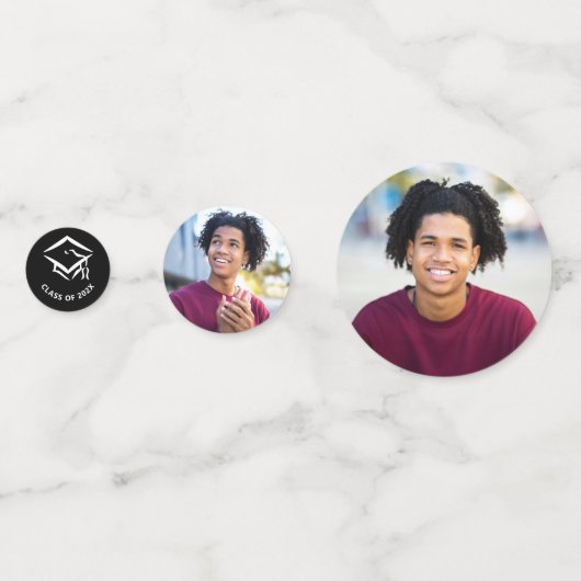 Zwart Afstuderen 3 Foto vet wit script Pet Confetti (Achterkanten)