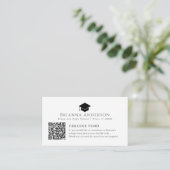 Zwart Afstuderen Cap Minimal White College Fund Informatiekaartje (Staand voorkant)