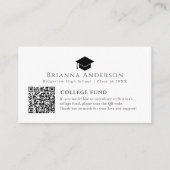 Zwart Afstuderen Cap Minimal White College Fund Informatiekaartje (Voorkant)