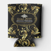 Zwart Afstuderen & Faux Gold Pet 2b Blikjeskoeler (Voorkant)