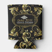 Zwart Afstuderen & Faux Gold Pet 2b Blikjeskoeler (Achterkant)