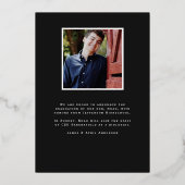 Zwart Afstuderen Folie Afstuderen Fotoaankondiging Uitnodiging (Achterkant)