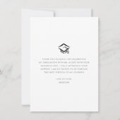 Zwart Afstuderen Foto Modern Elegant Script Heart Bedankkaart (Achterkant)