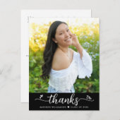 Zwart Afstuderen fotoscript harten dank u Briefkaart (Voorkant / Achterkant)