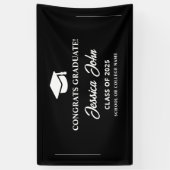 Zwart afstuderen Gefeliciteerd met je afstuderen Spandoek (Verticaal)