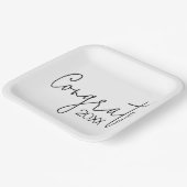 Zwart Afstuderen Gefeliciteerd met wit Papieren Bordje (Gebogen)