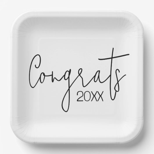 Zwart Afstuderen Gefeliciteerd met wit Papieren Bordje (Voorkant)