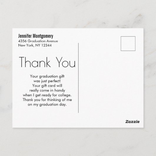 Zwart Afstuderen Gouden LetteringBedankt Briefkaart (Achterkant)