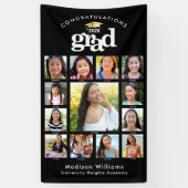 Zwart Afstuderen K-12 Fotocollage Bold Modern Spandoek (Verticaal)