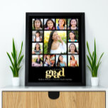 Zwart Afstuderen K-12 Fotocollage Bold Real Gold Folie Afdrukken<br><div class="desc">Wees trots, blij en toon deze mijlpaal van je favoriete afstudeerder. Creëer dit elegante, eenvoudige, moderne, gepersonaliseerde high school afstuderen K - 12 foto collage poster voor een keepasje dat u altijd zult koesteren. Een leuke, speelse visuele weergave van gedurfde, grafische, echte gouden folie-typografie, samen met hun naam, klassenjaar, school...</div>