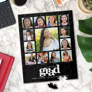 Zwart Afstuderen K-12 Fotocollage Modern Bold Legpuzzel