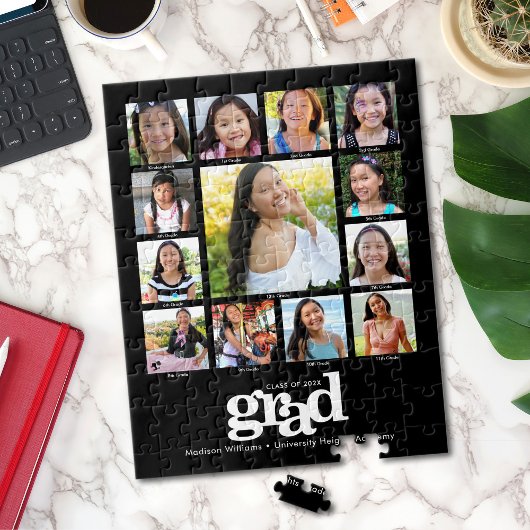 Zwart Afstuderen K-12 Fotocollage Modern Bold Legpuzzel