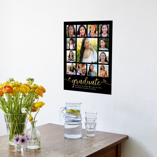 Zwart Afstuderen K-12 Fotocollage Script Real Gold Folie Afdrukken (Laag (Keuken))