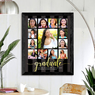 Zwart Afstuderen K-12 Script Photo Collage Real Go Folie Afdrukken