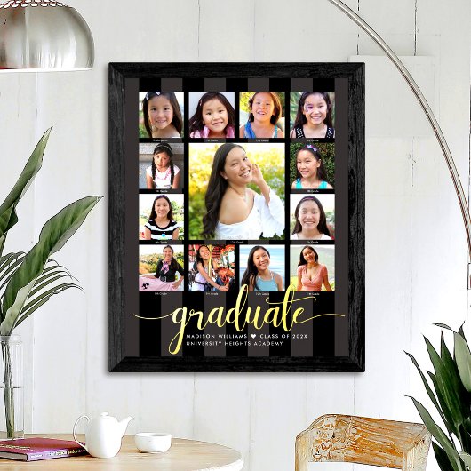 Zwart Afstuderen K-12 Script Photo Collage Real Go Folie Afdrukken