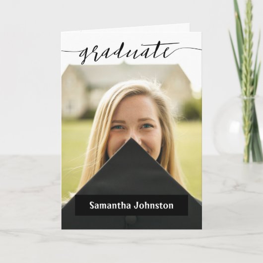 Zwart Afstuderen Manuscript Moderne Uitnodiging va (Voorkant)