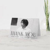 Zwart Afstuderen met moderne eenvoud Bedankkaart (Voorkant)