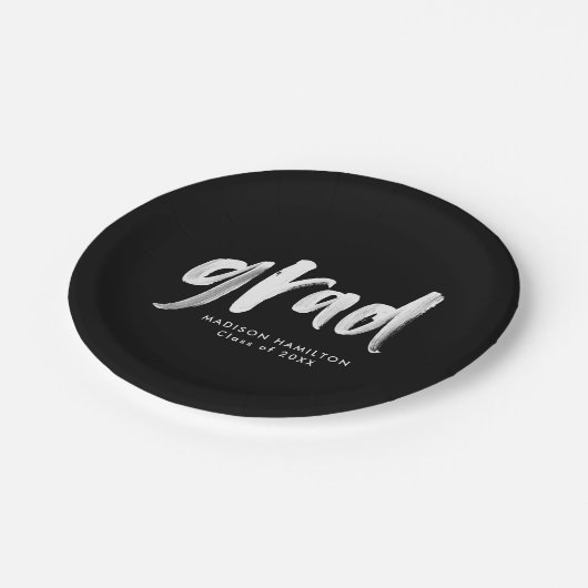 Zwart Afstuderen penseelscript Papieren Bordje (Gekanteld)