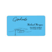 Zwart Afstuderen Pet blauw Etiket (Voorkant)