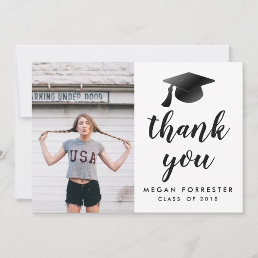 Zwart Afstuderen Pet Hartelijk dank Afstudeerder F Bedankkaart (Voorkant)