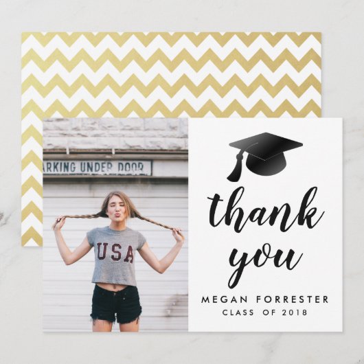 Zwart Afstuderen Pet Hartelijk dank Afstudeerder F Bedankkaart (Voorkant / Achterkant)