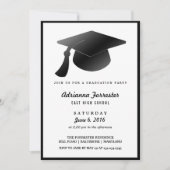 Zwart Afstuderen Pet Modern Graduation Party Kaart (Voorkant)