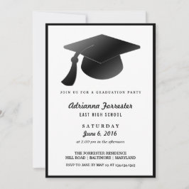 Zwart Afstuderen Pet Modern Graduation Party Kaart