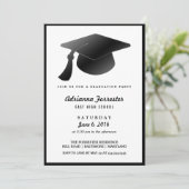 Zwart Afstuderen Pet Modern Graduation Party Kaart (Staand voorkant)