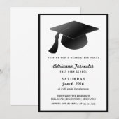 Zwart Afstuderen Pet Modern Graduation Party Kaart (Voorkant / Achterkant)