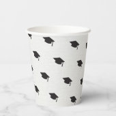 Zwart Afstuderen Pet op White Moderne Afstudeerder Papieren Bekers (Achterkant)
