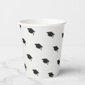 Zwart Afstuderen Pet op White Moderne Afstudeerder Papieren Bekers (Voorkant)
