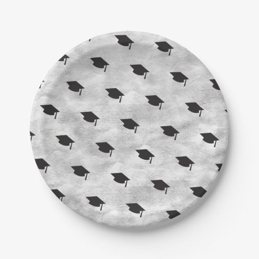 Zwart Afstuderen Pet op Zilver Stijlvolle Afstudee Papieren Bordje (Voorkant)