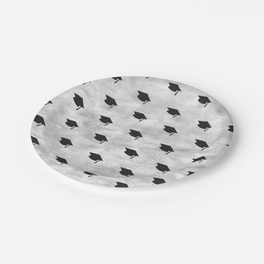 Zwart Afstuderen Pet op Zilver Stijlvolle Afstudee Papieren Bordje (Gekanteld)