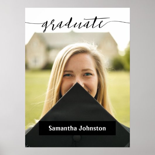 Zwart Afstuderen Script Modern Photo Poster (Voorkant)