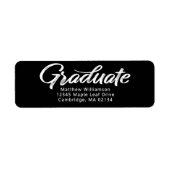 Zwart Afstuderen Vet Script Eenvoudig Modern Adres Etiket (Voorkant)