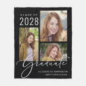 Zwart Afstuderen voor fotoscript Fleece Deken (Voorkant)