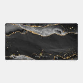 Zwart Agaat Geode Monogram Goud Script Bureaumat (Voorkant)