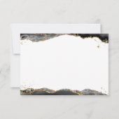 Zwart Agaat Geode Script Monogram Goud Glitter Nie Notitiekaartje (Achterkant)